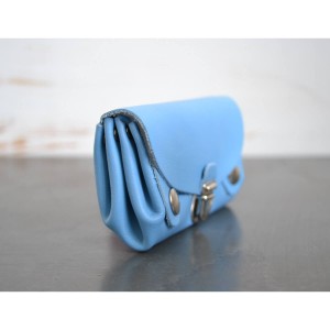 PORTE-MONNAIE CUIR BLEU CIEL| Rétro